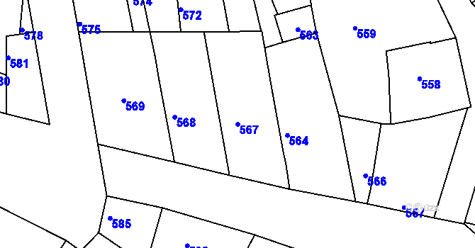Parcela st. 567 v KÚ Petrov u Hodonína, Katastrální mapa