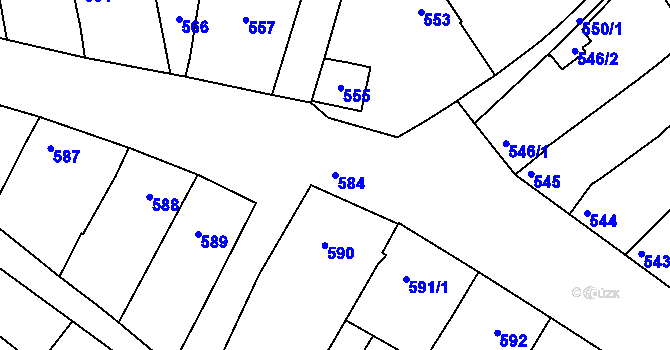 Parcela st. 584 v KÚ Petrov u Hodonína, Katastrální mapa