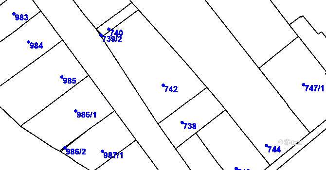 Parcela st. 742 v KÚ Petrov u Hodonína, Katastrální mapa