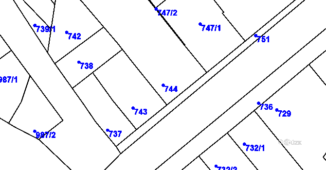 Parcela st. 744 v KÚ Petrov u Hodonína, Katastrální mapa
