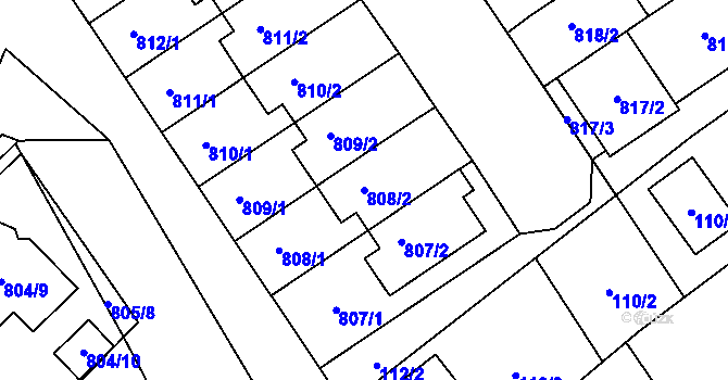Parcela st. 808/2 v KÚ Petrov u Hodonína, Katastrální mapa