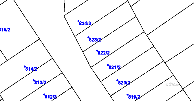 Parcela st. 822/2 v KÚ Petrov u Hodonína, Katastrální mapa