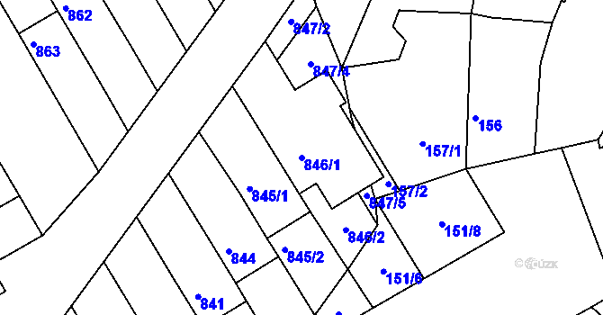 Parcela st. 846/1 v KÚ Petrov u Hodonína, Katastrální mapa
