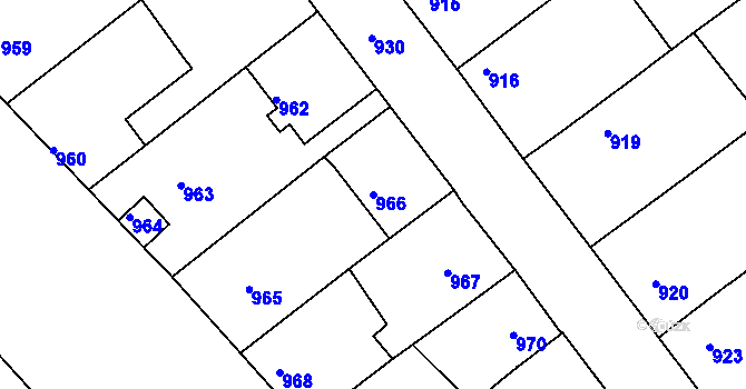 Parcela st. 966 v KÚ Petrov u Hodonína, Katastrální mapa