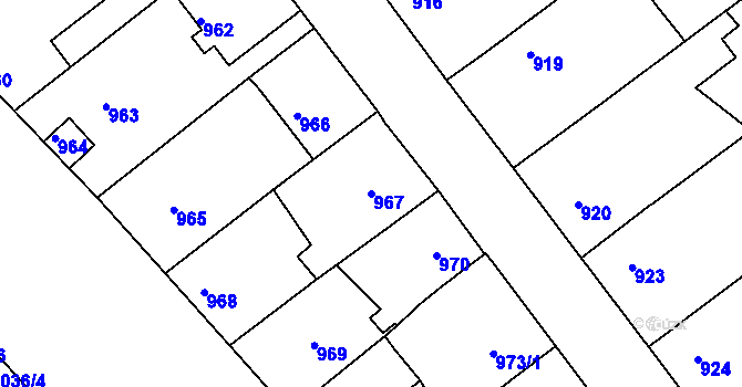 Parcela st. 967 v KÚ Petrov u Hodonína, Katastrální mapa