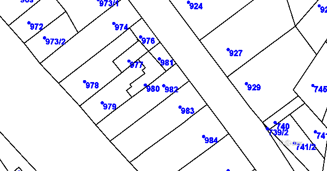 Parcela st. 982 v KÚ Petrov u Hodonína, Katastrální mapa