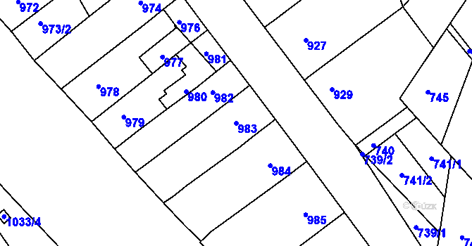 Parcela st. 983 v KÚ Petrov u Hodonína, Katastrální mapa