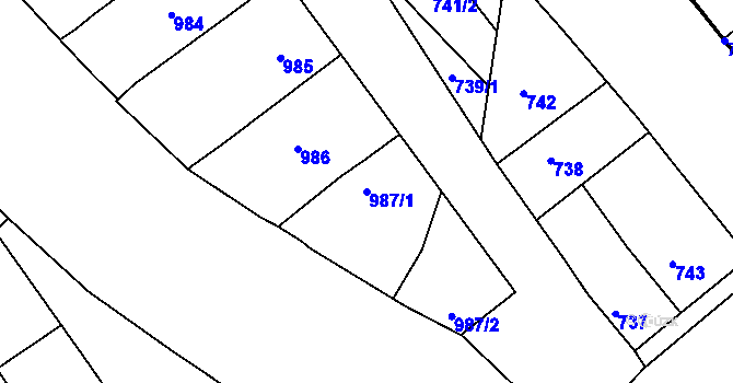 Parcela st. 987/1 v KÚ Petrov u Hodonína, Katastrální mapa