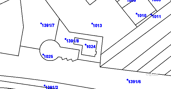Parcela st. 1024 v KÚ Petrov u Hodonína, Katastrální mapa
