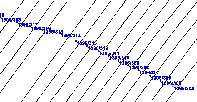 Parcela st. 1396/311 v KÚ Petrov u Hodonína, Katastrální mapa