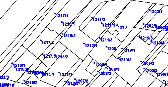 Parcela st. 1212/1 v KÚ Petrov u Hodonína, Katastrální mapa