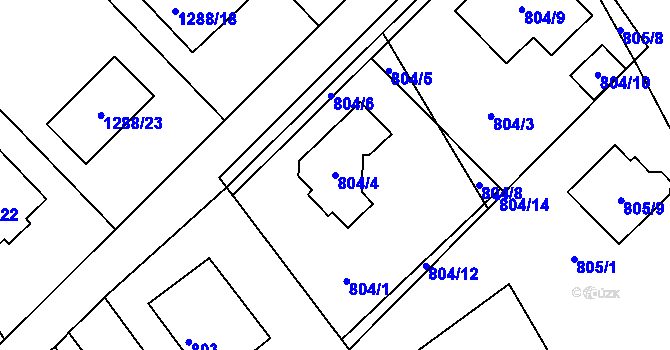 Parcela st. 804/4 v KÚ Petrov u Hodonína, Katastrální mapa