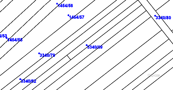 Parcela st. 3340/59 v KÚ Petrov u Hodonína, Katastrální mapa