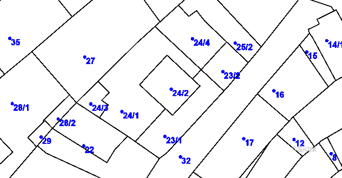 Parcela st. 24/2 v KÚ Petrov u Hodonína, Katastrální mapa