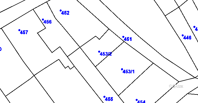 Parcela st. 453/2 v KÚ Petrov u Hodonína, Katastrální mapa
