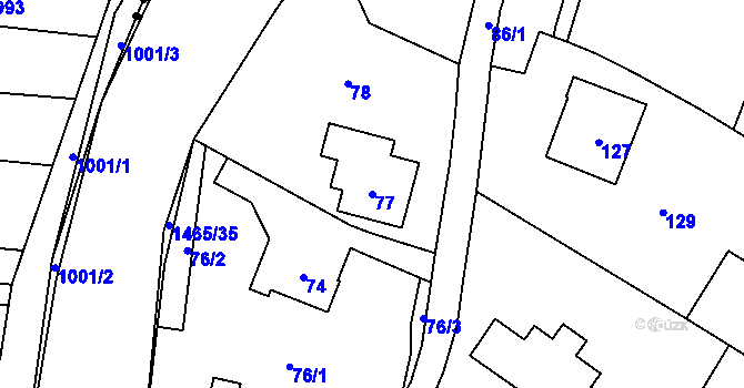 Parcela st. 77 v KÚ Petrov nad Desnou, Katastrální mapa