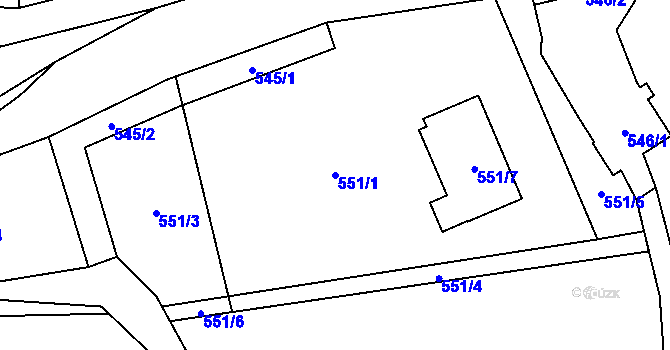 Parcela st. 551/1 v KÚ Petrov nad Desnou, Katastrální mapa