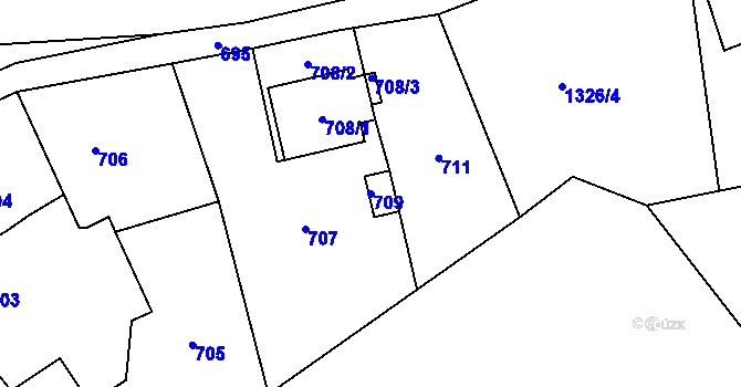 Parcela st. 709 v KÚ Petrov nad Desnou, Katastrální mapa