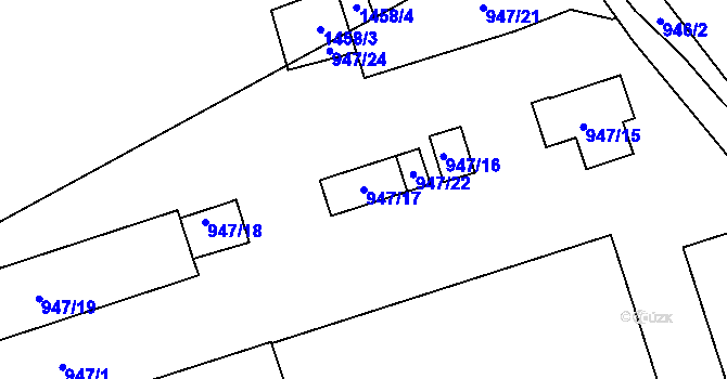 Parcela st. 947/17 v KÚ Petrov nad Desnou, Katastrální mapa