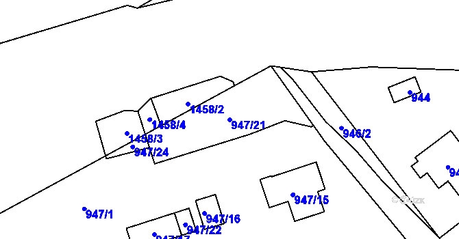 Parcela st. 947/21 v KÚ Petrov nad Desnou, Katastrální mapa