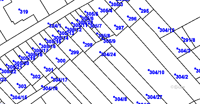 Parcela st. 304/24 v KÚ Petrov nad Desnou, Katastrální mapa