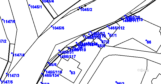 Parcela st. 1465/114 v KÚ Petrov nad Desnou, Katastrální mapa