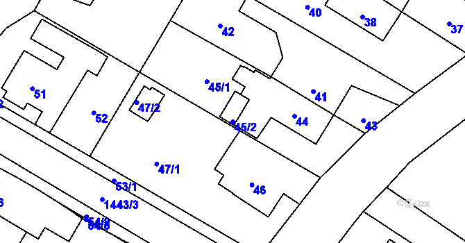 Parcela st. 45/2 v KÚ Petrov nad Desnou, Katastrální mapa