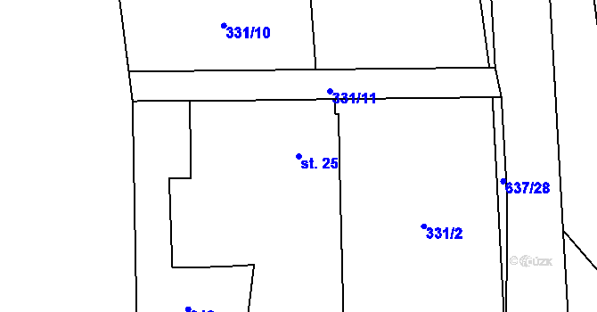 Parcela st. 25 v KÚ Kojetín u Petrovic, Katastrální mapa
