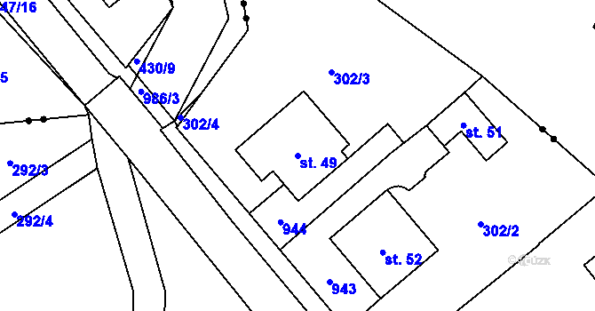 Parcela st. 49 v KÚ Kojetín u Petrovic, Katastrální mapa