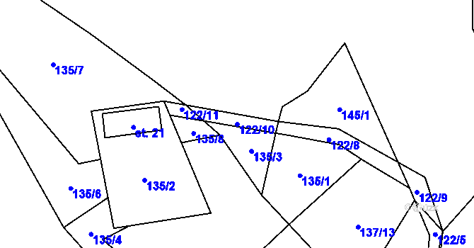 Parcela st. 122/10 v KÚ Mašov, Katastrální mapa