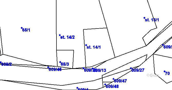 Parcela st. 14/1 v KÚ Vilasova Lhota, Katastrální mapa