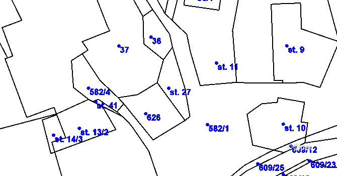 Parcela st. 27 v KÚ Vilasova Lhota, Katastrální mapa
