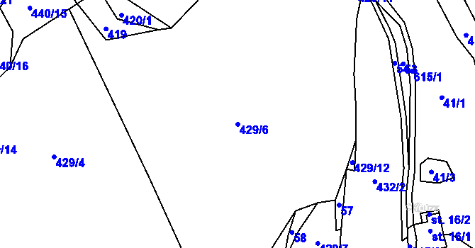 Parcela st. 429/6 v KÚ Vilasova Lhota, Katastrální mapa