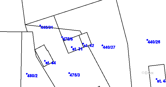 Parcela st. 42 v KÚ Vilasova Lhota, Katastrální mapa