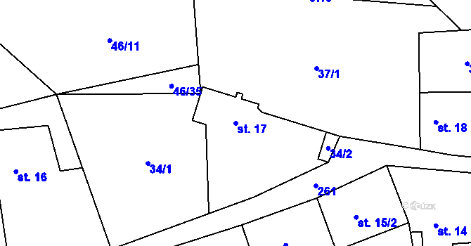 Parcela st. 17 v KÚ Zahrádka u Petrovic, Katastrální mapa