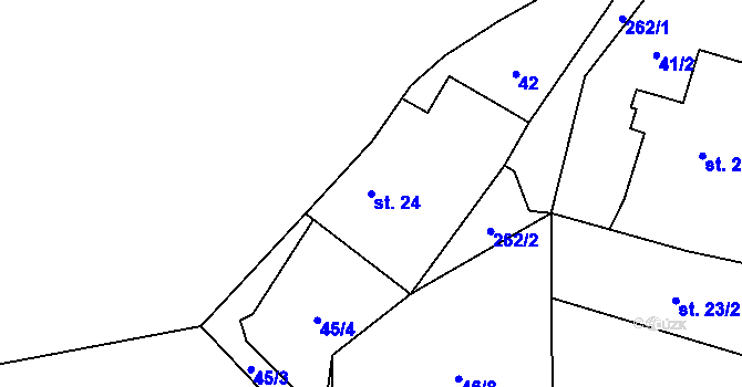 Parcela st. 24 v KÚ Zahrádka u Petrovic, Katastrální mapa