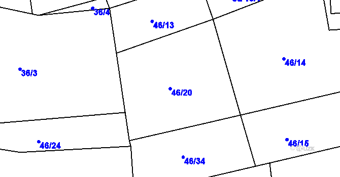 Parcela st. 46/20 v KÚ Zahrádka u Petrovic, Katastrální mapa