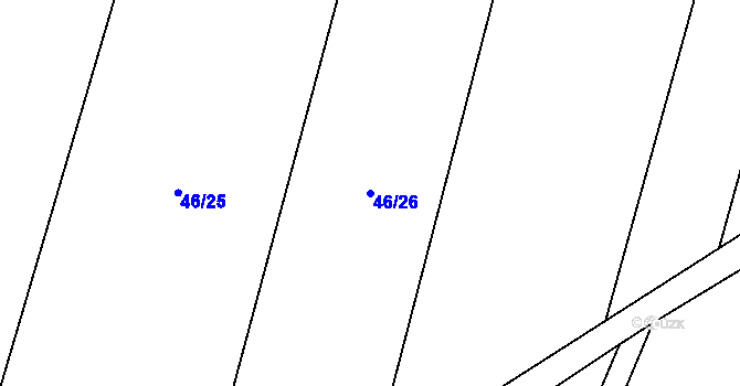 Parcela st. 46/26 v KÚ Zahrádka u Petrovic, Katastrální mapa