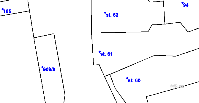 Parcela st. 61 v KÚ Petrovice u Rakovníka, Katastrální mapa