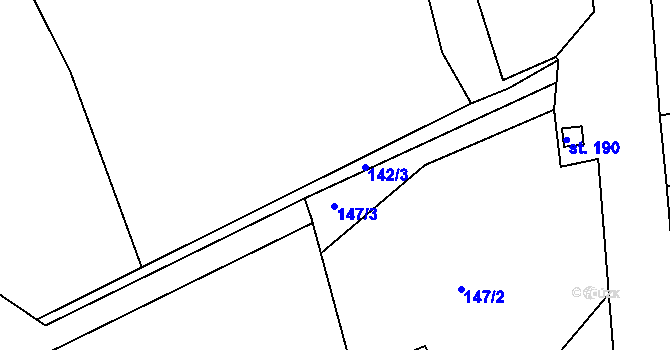 Parcela st. 142/3 v KÚ Petrovice u Rakovníka, Katastrální mapa