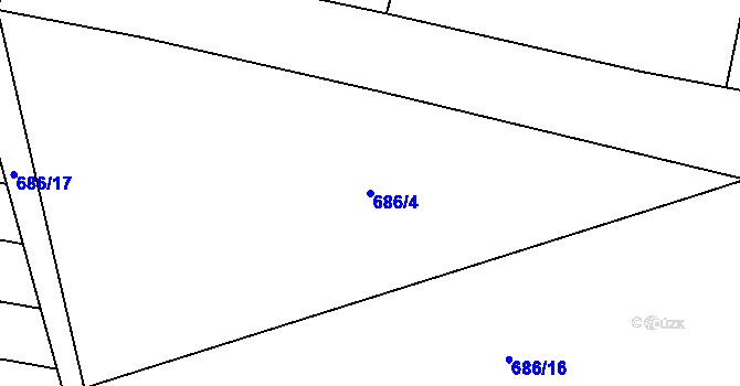 Parcela st. 686/4 v KÚ Petrovice u Rakovníka, Katastrální mapa