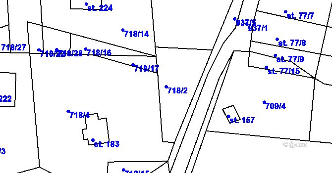 Parcela st. 718/2 v KÚ Petrovice u Rakovníka, Katastrální mapa