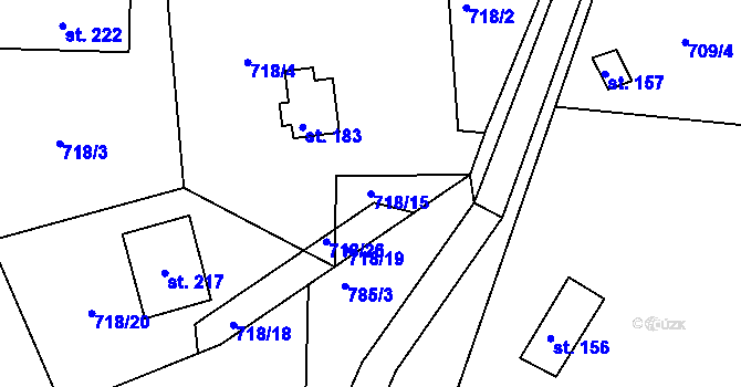 Parcela st. 718/15 v KÚ Petrovice u Rakovníka, Katastrální mapa