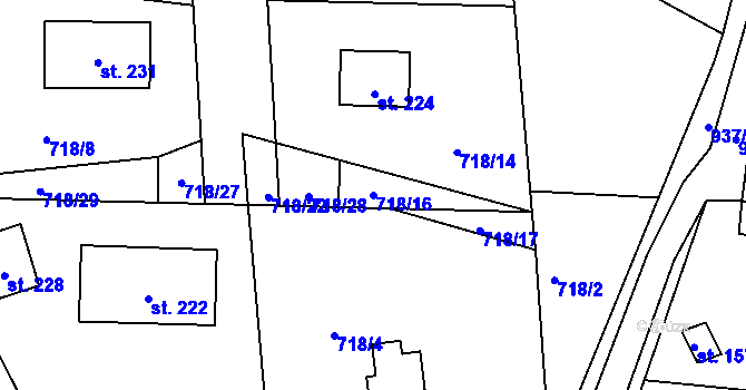 Parcela st. 718/16 v KÚ Petrovice u Rakovníka, Katastrální mapa