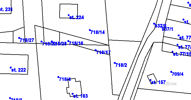 Parcela st. 718/17 v KÚ Petrovice u Rakovníka, Katastrální mapa