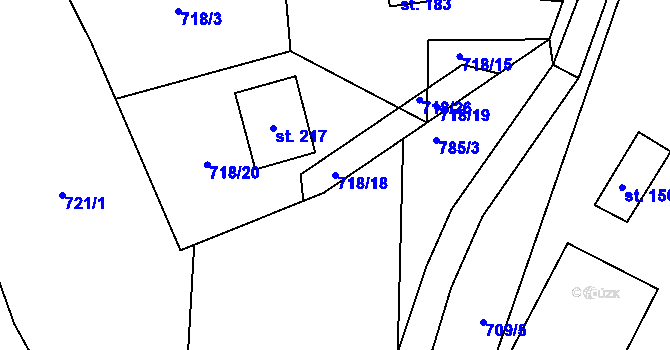 Parcela st. 718/18 v KÚ Petrovice u Rakovníka, Katastrální mapa