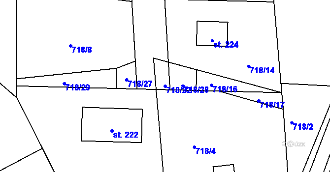 Parcela st. 718/22 v KÚ Petrovice u Rakovníka, Katastrální mapa