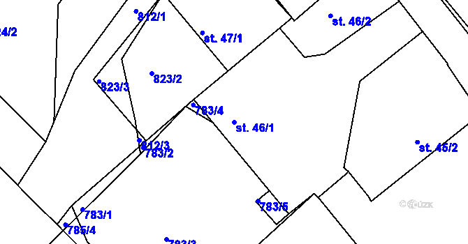 Parcela st. 46/1 v KÚ Petrovice u Borovan, Katastrální mapa