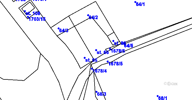 Parcela st. 66 v KÚ Petrovice u Borovan, Katastrální mapa