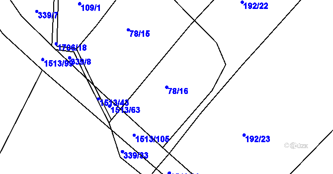 Parcela st. 78/16 v KÚ Petrovice u Borovan, Katastrální mapa